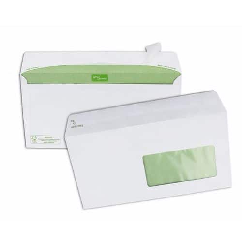 Enveloppe blanche recyclée à fenêtre (45 x 100) 11 x 22 cm - 80 gr extra blanche (Boite de 500) thumbnail image 1