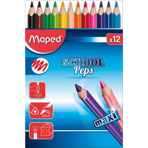 Boite 12 crayons géants triangulaires jumbo School'peps thumbnail image 1
