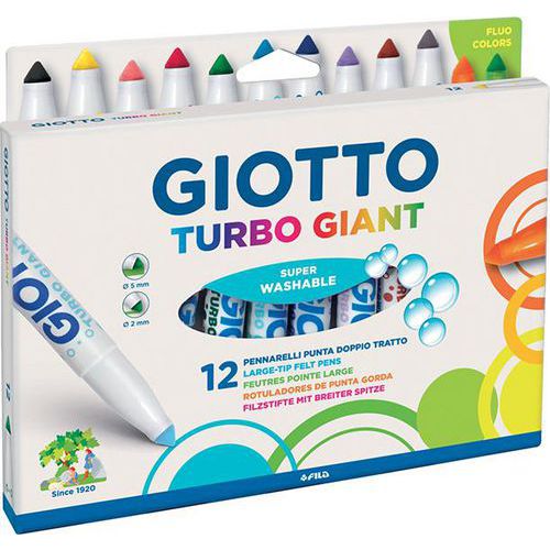 Etui 12 feutres pointe extra large turbo Giant Omyacolor Giotto thumbnail image 1