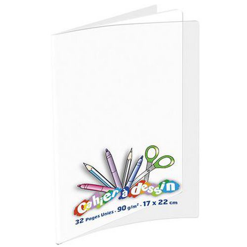 Cahier De Dessin 17x22 Cm - 32 Pages Uni 90g - Couverture Polypropylène Transparente - Fourniture Bureau - 2