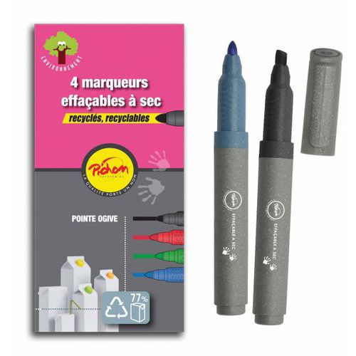 Boite 4 Marqueurs Effaçables à Sec Pointe Ogive Pichon