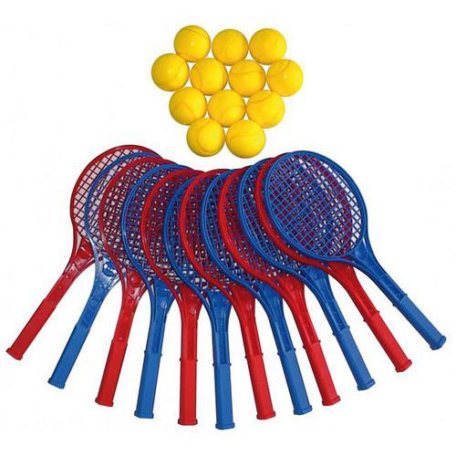 Lot de 12 raquettes de tennis + 12 balles en mousse thumbnail image 1