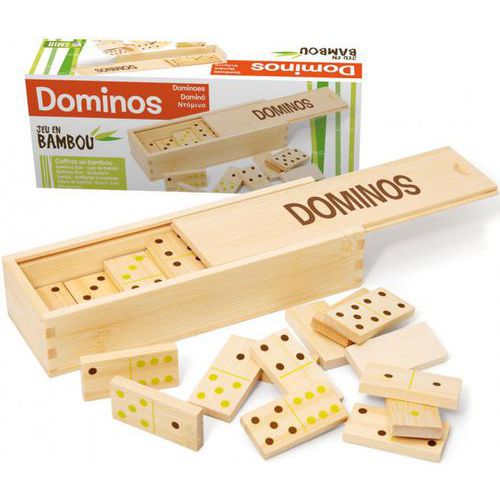 Coffret jeu de 28 dominos en bambou thumbnail image 1