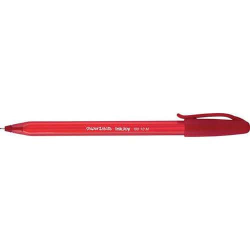 Paper Mate stylo bille à capuchon InkJoy 100 CAP, pointe fine 0,5 mm - rouge thumbnail image 1