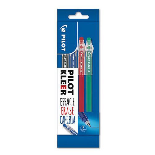 Pochette 4 stylos bille pointe fine Kleer Pilot couleurs assorties thumbnail image 1