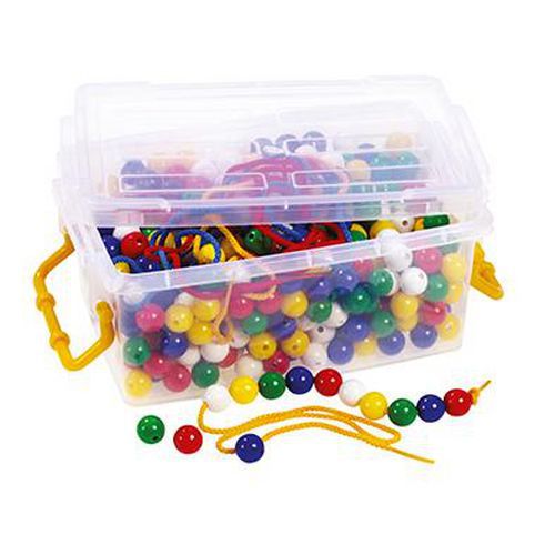 Bac 900 perles plastiques géantes couleurs assorties + bac + 16 lacets offerts thumbnail image 1