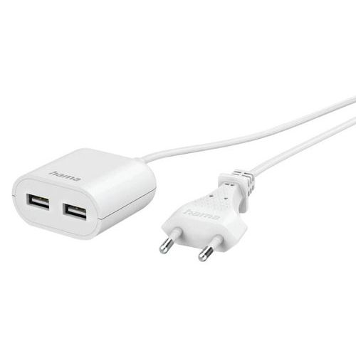 Hama - Bloc secteur 2 ports USB-A Blanc 1.9m - Chargeur tablette 5V - Idéal pour vos appareils