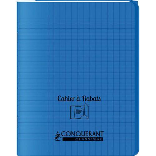 Cahier avec rabats 48 pages Seyes 17x22 cm - Polypropylène bleu thumbnail image 1
