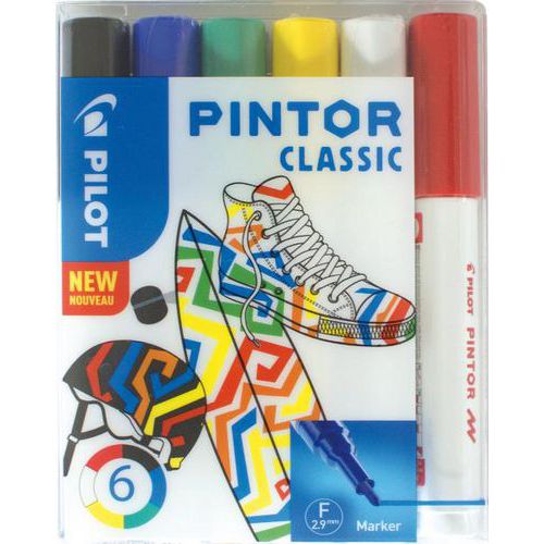 Set 6 marqueur Pintor pointe fine couleurs classiques thumbnail image 1