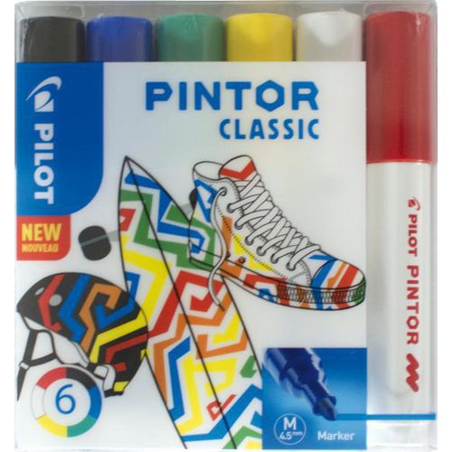 Set 6 marqueurs Pintor pointe moyenne couleurs classiques thumbnail image 1