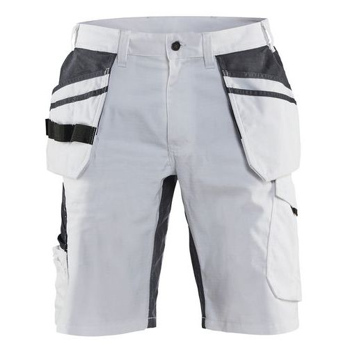 Short Peintre Stretch Blanc/gris Foncé Taille 38