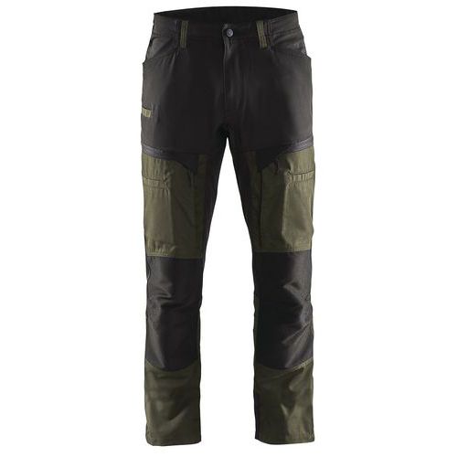 Pantalon De Travail Services Stretch Vert Olive/noir Taille 44l