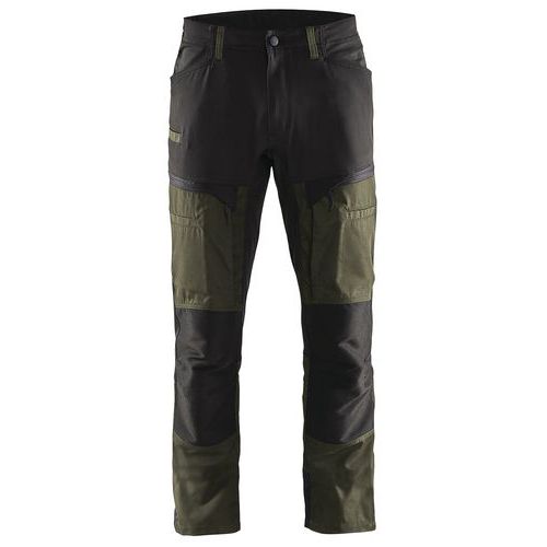 Pantalon De Travail Services Stretch Vert Olive/noir Taille 44