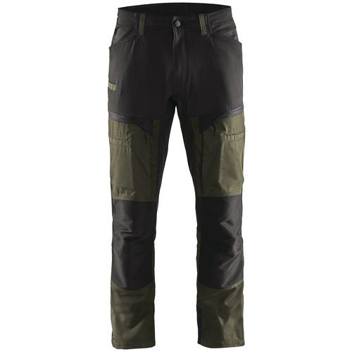 Pantalon De Travail Services Stretch Vert Olive/noir Taille 46