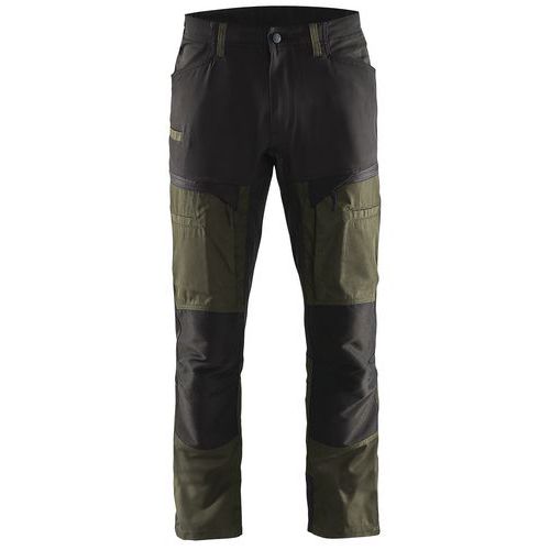Pantalon De Travail Services Stretch Vert Olive/noir Taille 48