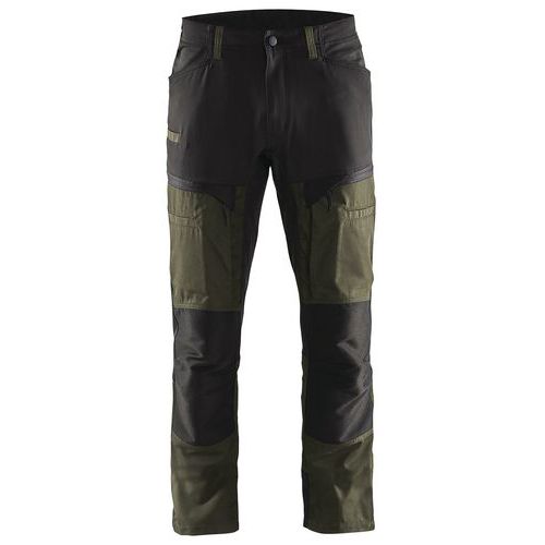 Pantalon De Travail Services Stretch Vert Olive/noir Taille 44c