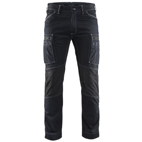 Pantalon De Travail Services Denim Stretch Marine/noir Taille 40