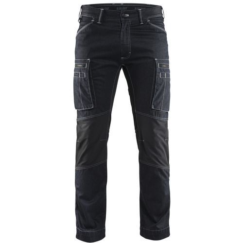 Pantalon De Travail Services Denim Stretch Marine/noir Taille 46 - Homme