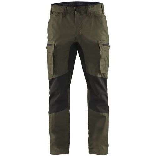 Pantalon De Travail Services Stretch Vert Olive/noir Taille 38