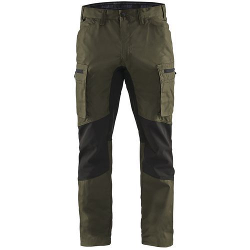 Pantalon De Travail Services Stretch Vert Olive/noir Taille 40