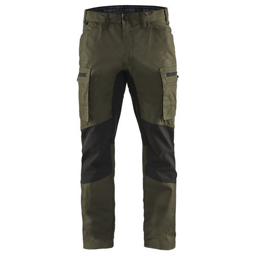 Pantalon De Travail Services Stretch Vert Olive/noir Taille 42