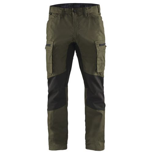 Pantalon De Travail Services Stretch Vert Olive/noir Taille 44