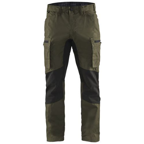 Pantalon De Travail Services Stretch Vert Olive/noir Taille 48
