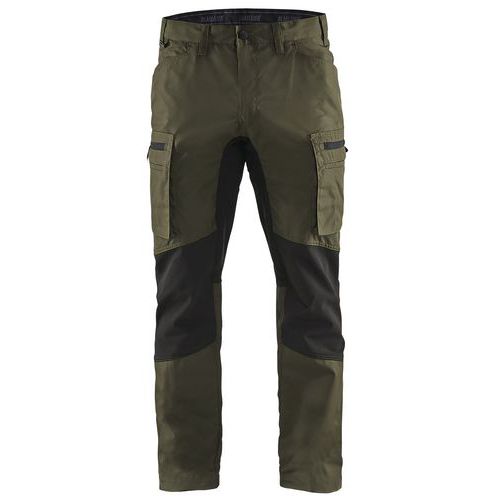Pantalon De Travail Services Stretch Vert Olive/noir Taille 52