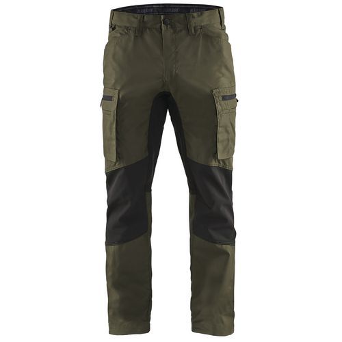 Pantalon De Travail Services Stretch Vert Olive/noir Taille 44c