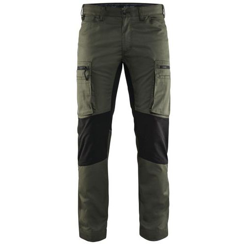 Pantalon De Travail Services Stretch Vert Armée/noir Taille 38