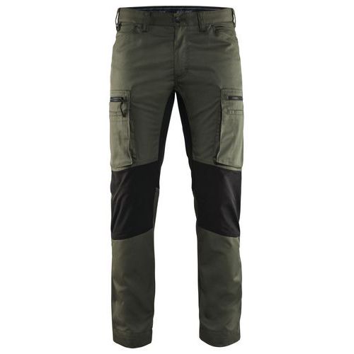 Pantalon De Travail Services Stretch Vert Armée/noir Taille 40