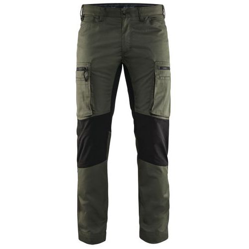 Pantalon De Travail Services Stretch Vert Armée/noir Taille 42