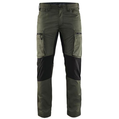 Pantalon De Travail Services Stretch Vert Armée/noir Taille 44