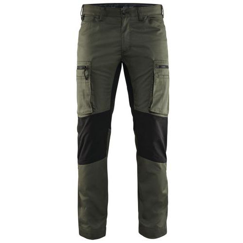 Pantalon De Travail Services Stretch Vert Armée/noir Taille 46