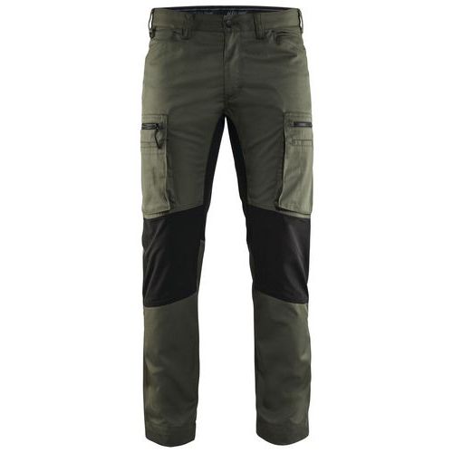 Pantalon De Travail Services Stretch Vert Armée/noir Taille 48