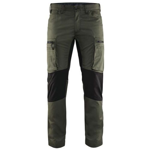Pantalon De Travail Services Stretch Vert Armée/noir Taille 52