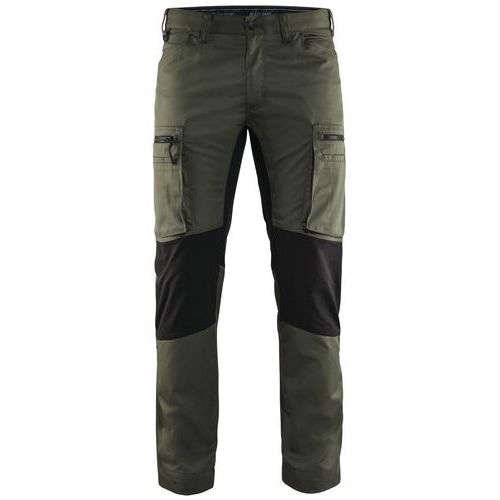 Pantalon De Travail Services Stretch Vert Armée/noir Taille 54