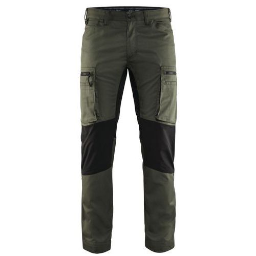 Pantalon De Travail Services Stretch Vert Armée/noir Taille 54c