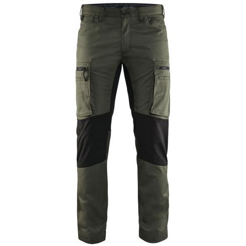 Pantalon De Travail Services Stretch Vert Armée/noir Taille 38c