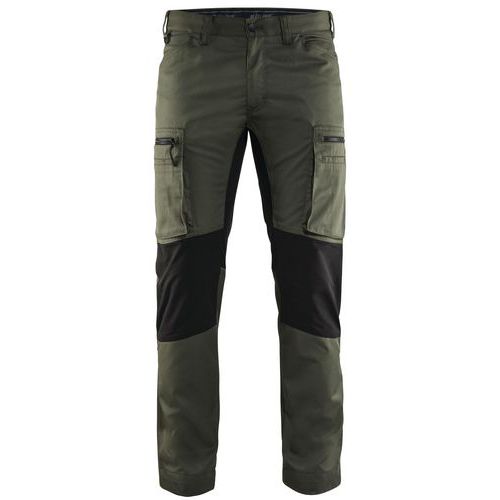 Pantalon De Travail Services Stretch Vert Armée/noir Taille 42c