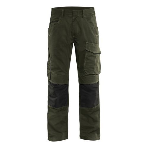 Pantalon De Travail Services Stretch Vert Olive/noir Taille 40l