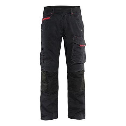Blaklader - Pantalon de travail stretch homme noir/rouge - Taille 56 - Coton/polyester 250g/m² - Confort et durabilité