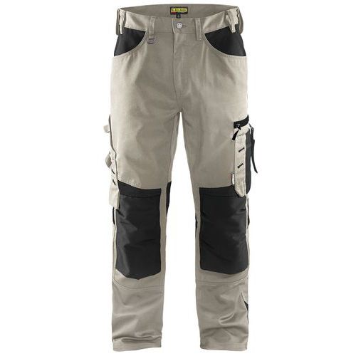 Pantalon De Travail Artisan Sans Poches Flottantes Beige/noir Taille 54