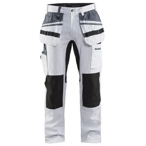 Pantalon De Travail Peintre Stretch Blanc/noir Taille 42l - Homme