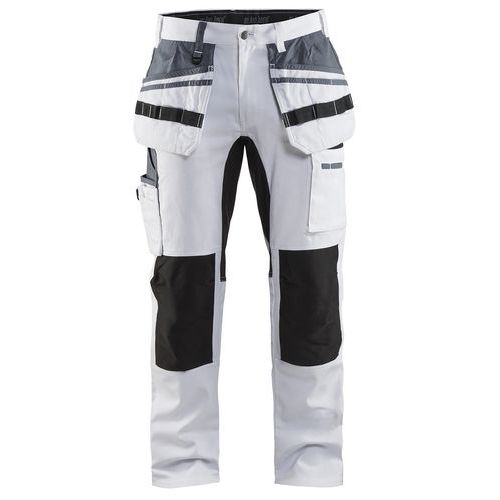 Pantalon De Travail Peintre Stretch Blanc/noir Taille 46l - Homme