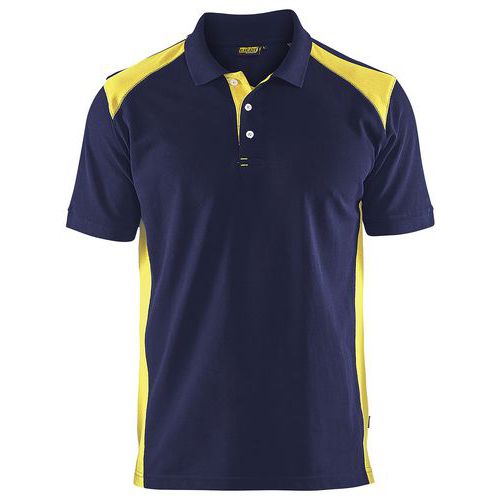 Polo Piqué Marine/jaune Fluorescent Taille L - Homme