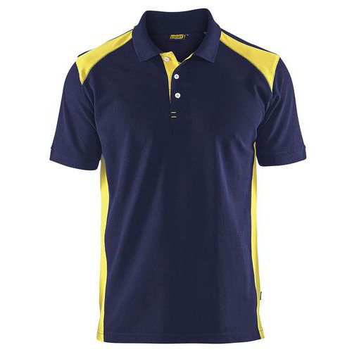 Polo Piqué Marine/jaune Fluorescent Taille M