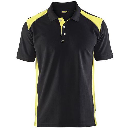 Polo Piqué Noir/jaune Fluorescent Taille S