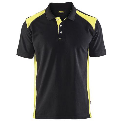 Polo Piqué Noir/jaune Fluorescent Taille Xl