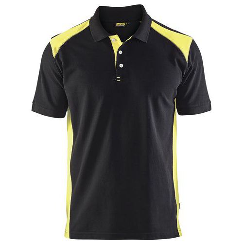 Polo Piqué Noir/jaune Fluorescent Taille Xs
